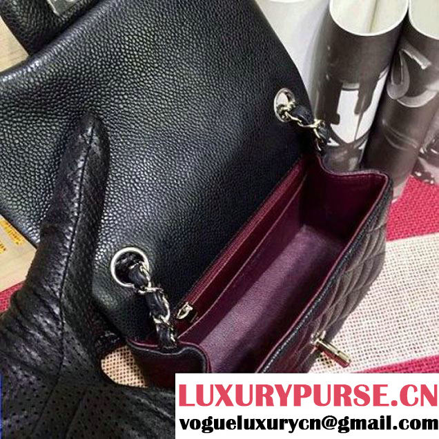 Chanel Caviar Calfskin Leather Mini Classic Flap Bag Black (1A022-2806 )