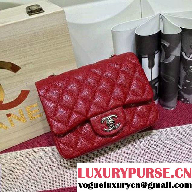 Chanel Caviar Calfskin Leather Mini Classic Flap Bag Red (1A022-2807 )