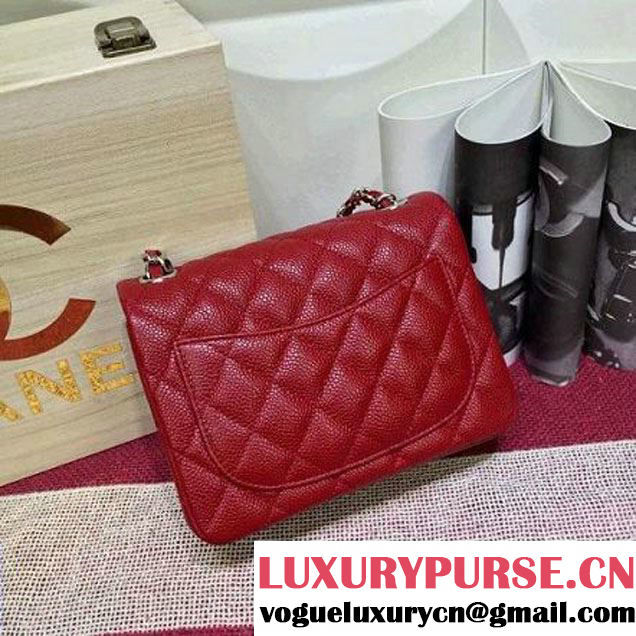 Chanel Caviar Calfskin Leather Mini Classic Flap Bag Red (1A022-2807 )