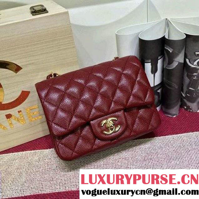 Chanel Caviar Calfskin Leather Mini Classic Flap Bag Burgundy (1A022-2808 )