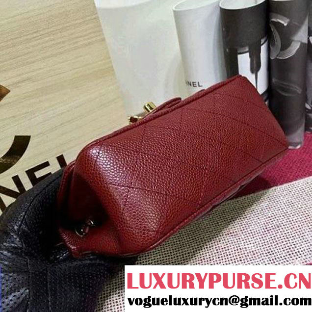 Chanel Caviar Calfskin Leather Mini Classic Flap Bag Burgundy (1A022-2808 )