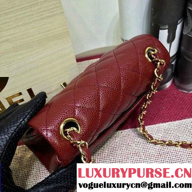 Chanel Caviar Calfskin Leather Mini Classic Flap Bag Burgundy (1A022-2808 )