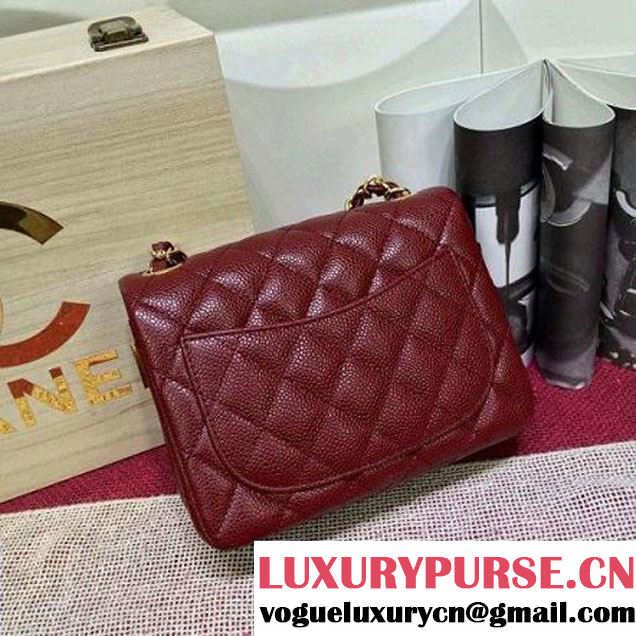 Chanel Caviar Calfskin Leather Mini Classic Flap Bag Burgundy (1A022-2808 )