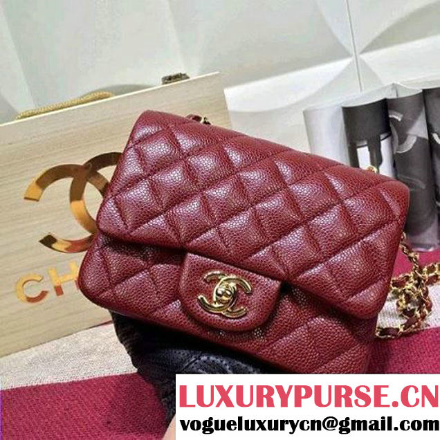 Chanel Caviar Calfskin Leather Mini Classic Flap Bag Burgundy (1A022-2808 )