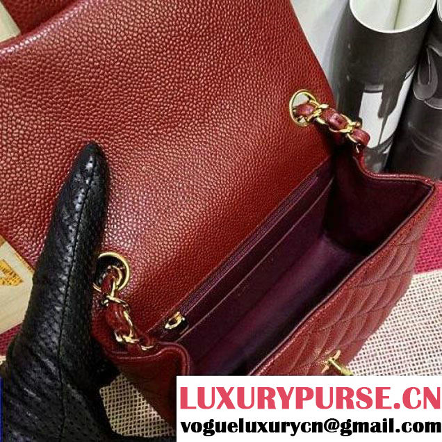 Chanel Caviar Calfskin Leather Mini Classic Flap Bag Burgundy (1A022-2808 )