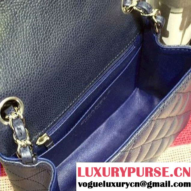 Chanel Caviar Calfskin Leather Mini Classic Flap Bag Blue (1A022-2809 )