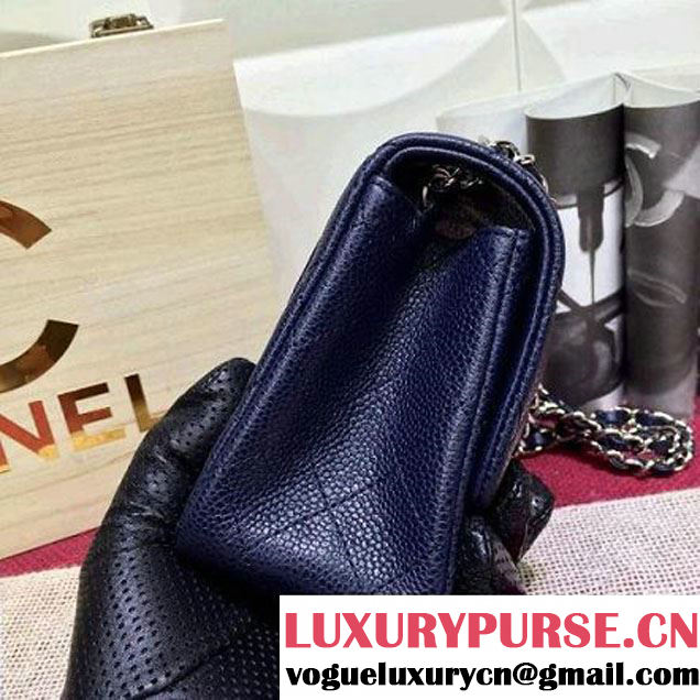 Chanel Caviar Calfskin Leather Mini Classic Flap Bag Blue (1A022-2809 )