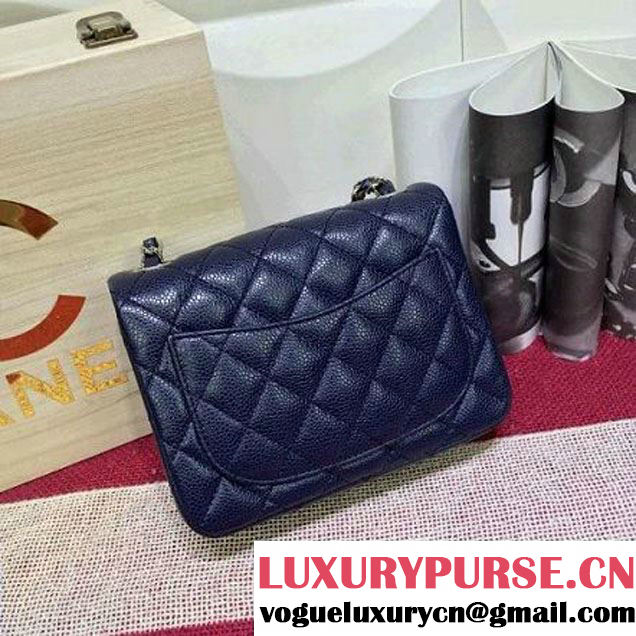 Chanel Caviar Calfskin Leather Mini Classic Flap Bag Blue (1A022-2809 )