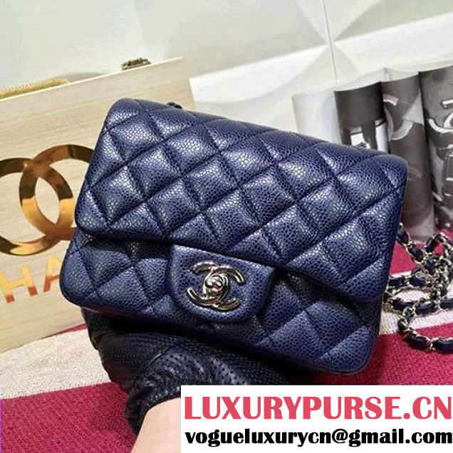 Chanel Caviar Calfskin Leather Mini Classic Flap Bag Blue (1A022-2809 )