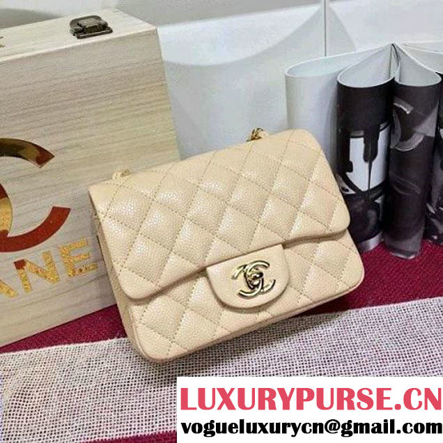 Chanel Caviar Calfskin Leather Mini Classic Flap Bag Beige (1A022-28010 )