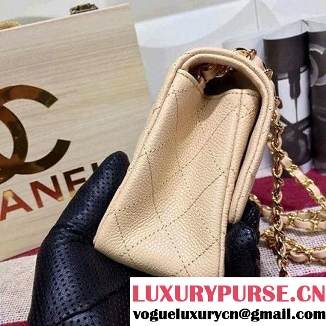 Chanel Caviar Calfskin Leather Mini Classic Flap Bag Beige (1A022-28010 )
