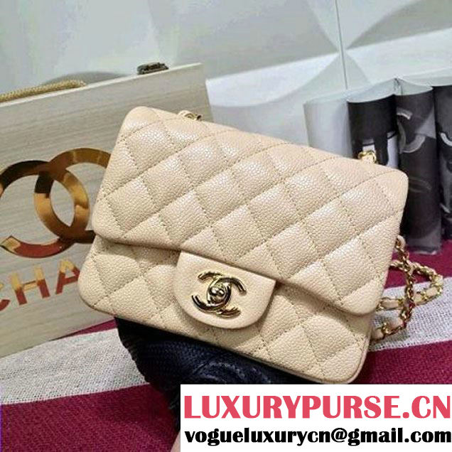 Chanel Caviar Calfskin Leather Mini Classic Flap Bag Beige (1A022-28010 )