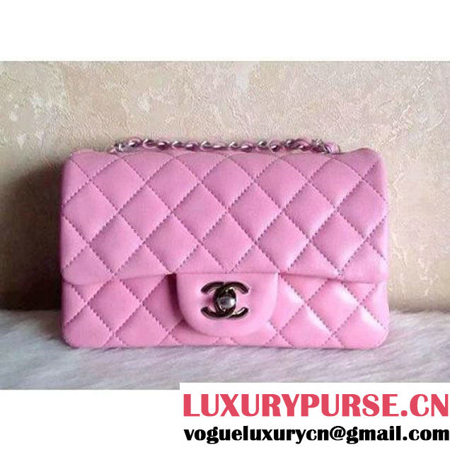 Chanel Pink Lambskin Classic Small Flap Bag(Silver Hardware) (A0-040510 )