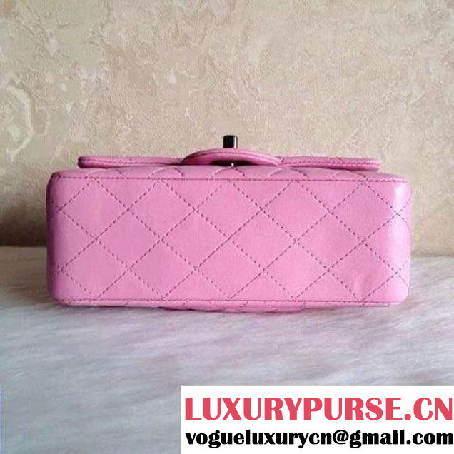 Chanel Pink Lambskin Classic Small Flap Bag(Silver Hardware) (A0-040510 )