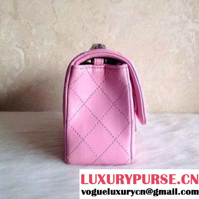 Chanel Pink Lambskin Classic Small Flap Bag(Silver Hardware) (A0-040510 )