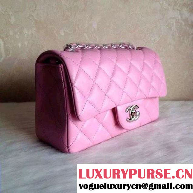 Chanel Pink Lambskin Classic Small Flap Bag(Silver Hardware) (A0-040510 )