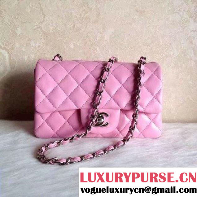 Chanel Pink Lambskin Classic Small Flap Bag(Silver Hardware) (A0-040510 )