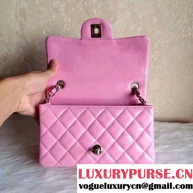 Chanel Pink Lambskin Classic Small Flap Bag(Silver Hardware) (A0-040510 )