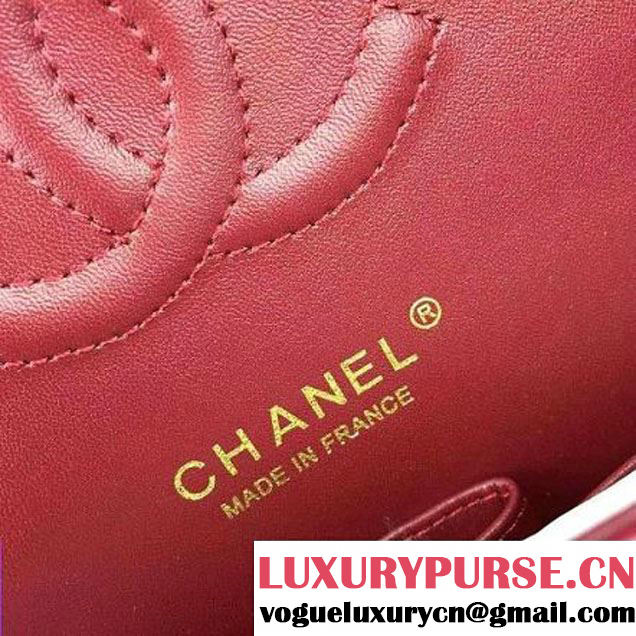 Chanel Burgundy Lambskin Medium Chevron Quilting Classic Flap Bag SS 2015 (2a058-042201 )