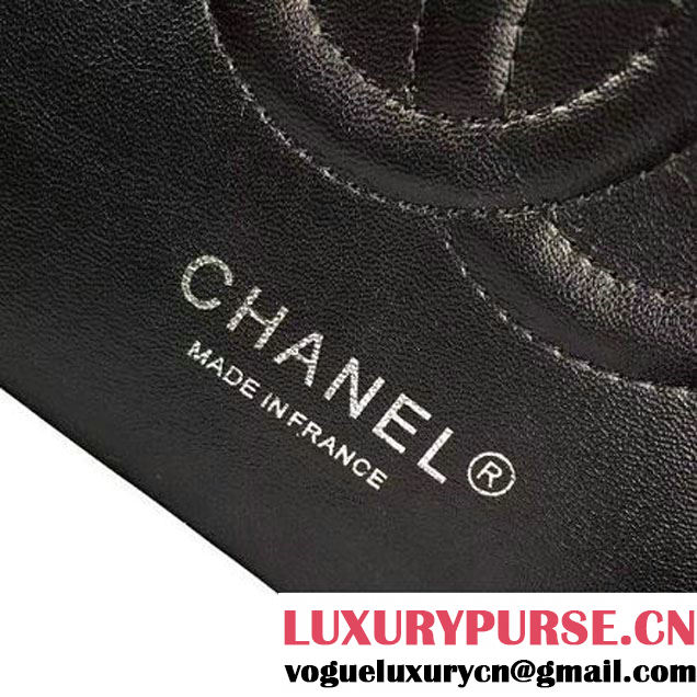 Chanel Patent Black Lambskin Medium Chevron Quilting Classic Flap Bag SS 2015 (2a058-042203 )