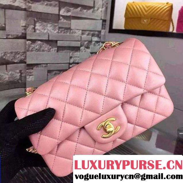 Chanel Small Pink Lambskin Leather Classic Flap Bag with Gold Pearlescent Hardware 2015 (2a136-051552 )