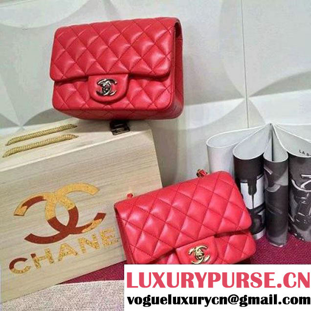 Chanel Lambskin Mini Classic Flap Bag Red (1a022-051934 )