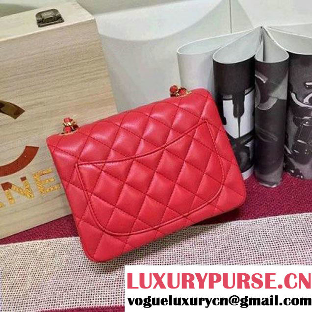 Chanel Lambskin Mini Classic Flap Bag Red (1a022-051934 )