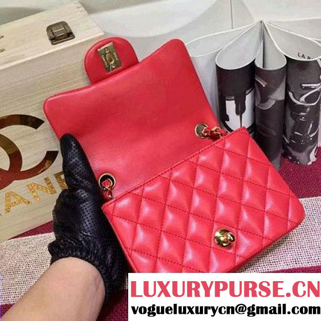 Chanel Lambskin Mini Classic Flap Bag Red (1a022-051934 )