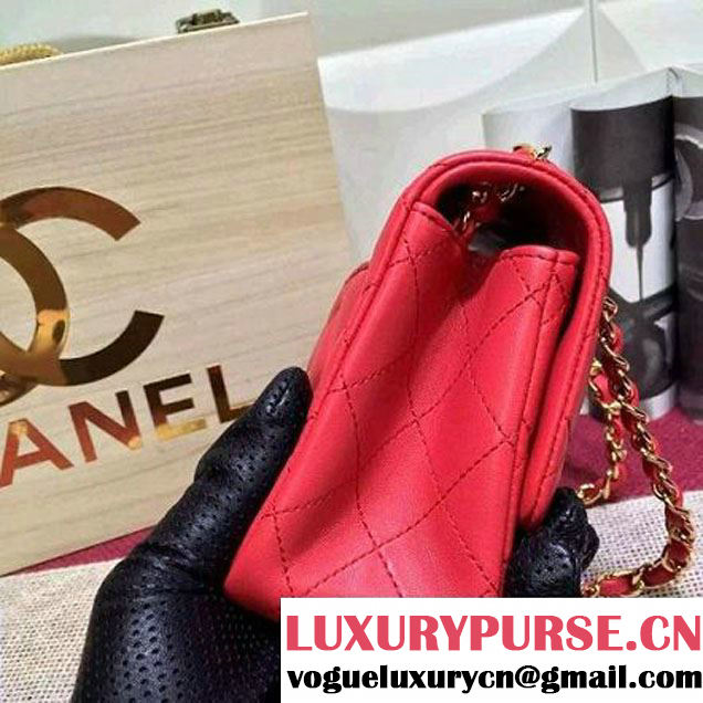 Chanel Lambskin Mini Classic Flap Bag Red (1a022-051934 )