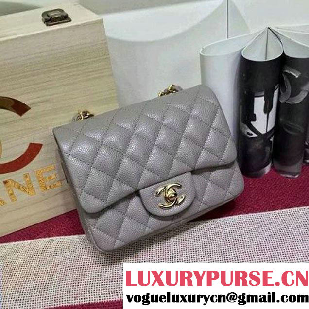 Chanel Caviar Calfskin Leather Mini Classic Flap Bag Gray (1a022-051935 )