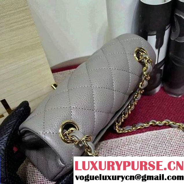 Chanel Caviar Calfskin Leather Mini Classic Flap Bag Gray (1a022-051935 )