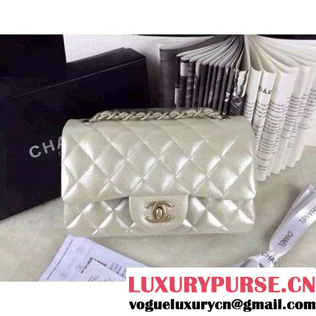 Chanel Matte Series White Caviar Calfskin Leather Mini Classic Flap Bag A1116 (Matte Gold Hardware) (A0-052964 )