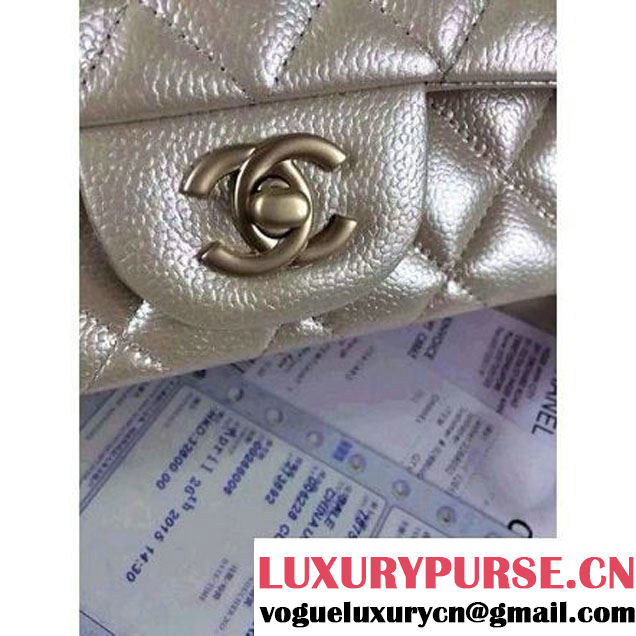 Chanel Matte Series White Caviar Calfskin Leather Mini Classic Flap Bag A1116 (Matte Gold Hardware) (A0-052964 )