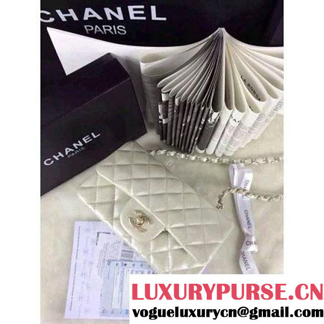 Chanel Matte Series White Caviar Calfskin Leather Mini Classic Flap Bag A1116 (Matte Gold Hardware) (A0-052964 )