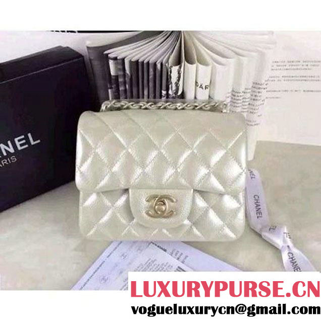 Chanel Matte Series White Caviar Calfskin Leather Mini Classic Flap Bag A1115 (Matte Gold Hardware) (A0-052965 )