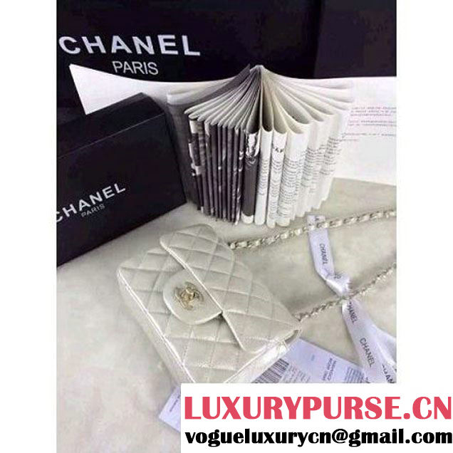 Chanel Matte Series White Caviar Calfskin Leather Mini Classic Flap Bag A1115 (Matte Gold Hardware) (A0-052965 )