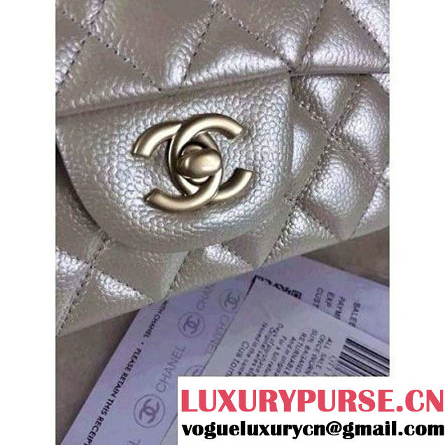 Chanel Matte Series White Caviar Calfskin Leather Mini Classic Flap Bag A1115 (Matte Gold Hardware) (A0-052965 )