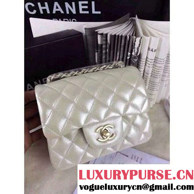 Chanel Matte Series White Caviar Calfskin Leather Mini Classic Flap Bag A1115 (Matte Gold Hardware) (A0-052965 )