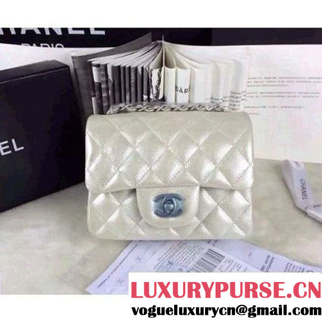 Chanel Matte Series white Caviar Calfskin Leather Mini Classic Flap Bag A1115 (Matte Silver Hardware) (A0-052966 )