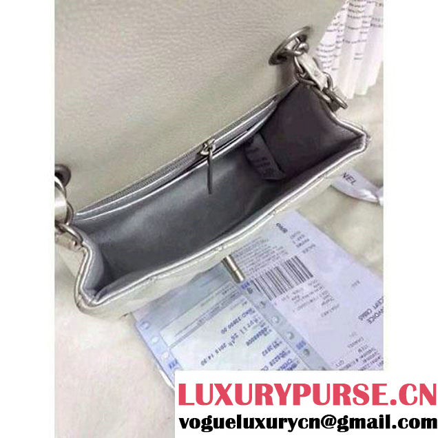 Chanel Matte Series white Caviar Calfskin Leather Mini Classic Flap Bag A1115 (Matte Silver Hardware) (A0-052966 )