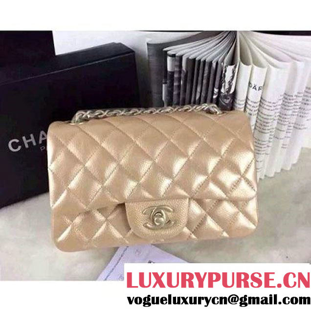 Chanel Matte Series Champagne Caviar Calfskin Leather Mini Classic Flap Bag A1116 (Matte Gold Hardware) (A0-052969 )