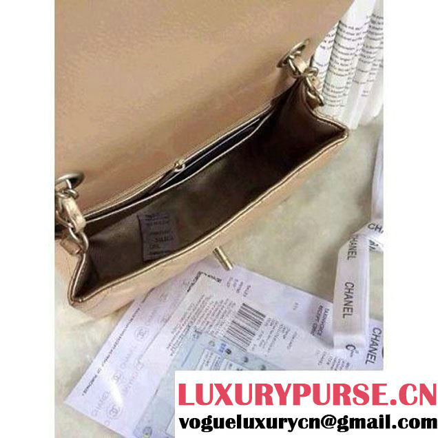 Chanel Matte Series Champagne Caviar Calfskin Leather Mini Classic Flap Bag A1116 (Matte Gold Hardware) (A0-052969 )