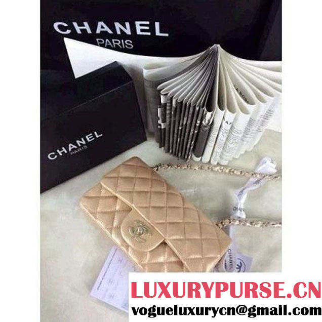 Chanel Matte Series Champagne Caviar Calfskin Leather Mini Classic Flap Bag A1116 (Matte Gold Hardware) (A0-052969 )