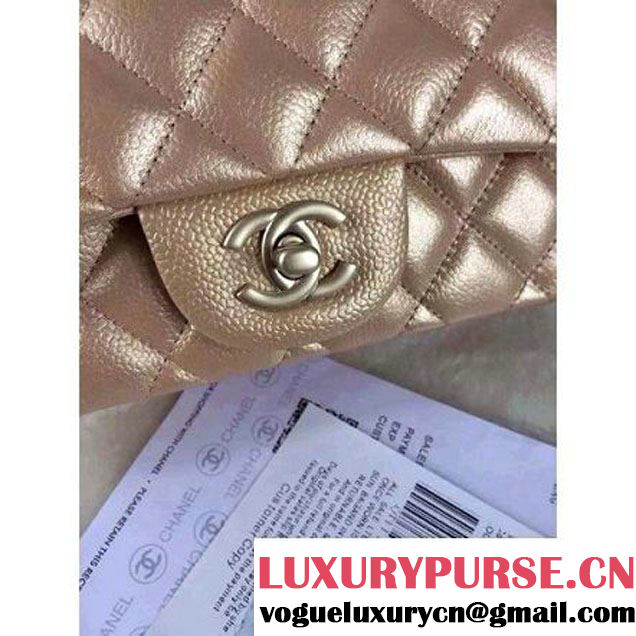 Chanel Matte Series Champagne Caviar Calfskin Leather Mini Classic Flap Bag A1116 (Matte Gold Hardware) (A0-052969 )