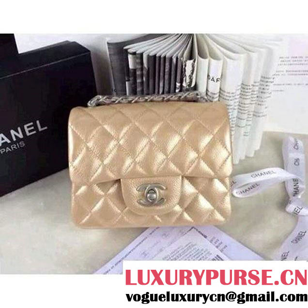 Chanel Matte Series Champagne Caviar Calfskin Leather Mini Classic Flap Bag A1115 (Matte Silver Hardware) (A0-052972 )