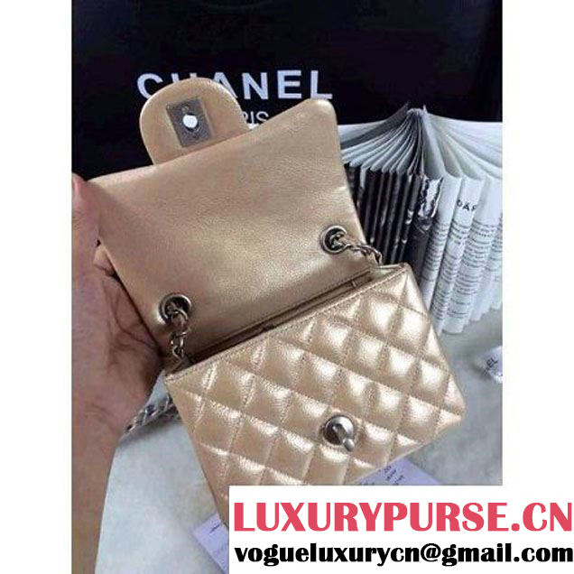 Chanel Matte Series Champagne Caviar Calfskin Leather Mini Classic Flap Bag A1115 (Matte Silver Hardware) (A0-052972 )