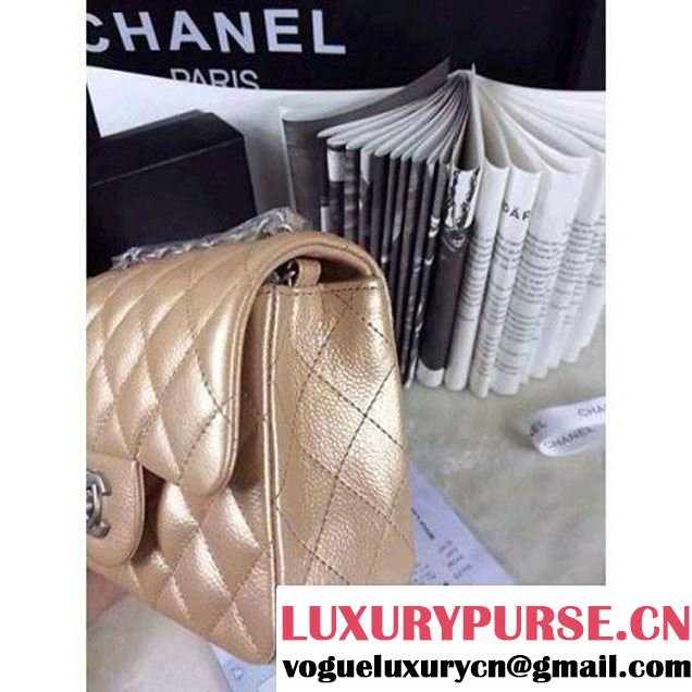 Chanel Matte Series Champagne Caviar Calfskin Leather Mini Classic Flap Bag A1115 (Matte Silver Hardware) (A0-052972 )