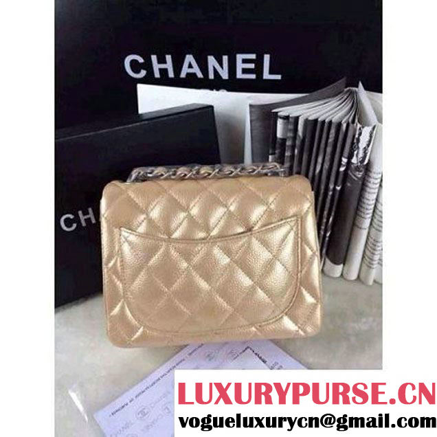 Chanel Matte Series Champagne Caviar Calfskin Leather Mini Classic Flap Bag A1115 (Matte Silver Hardware) (A0-052972 )