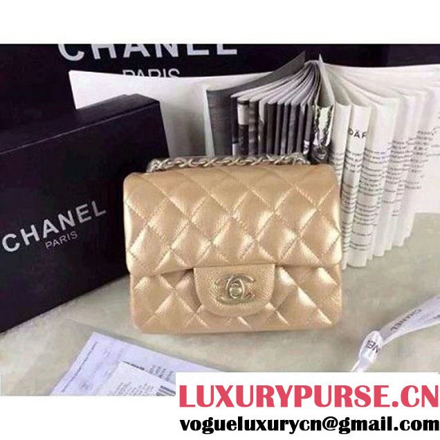 Chanel Matte Series Champagne Caviar Calfskin Leather Mini Classic Flap Bag A1115 (Matte Gold Hardware) (A0-052971 )