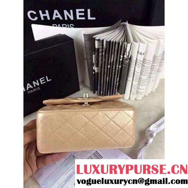 Chanel Matte Series Champagne Caviar Calfskin Leather Mini Classic Flap Bag A1115 (Matte Gold Hardware) (A0-052971 )